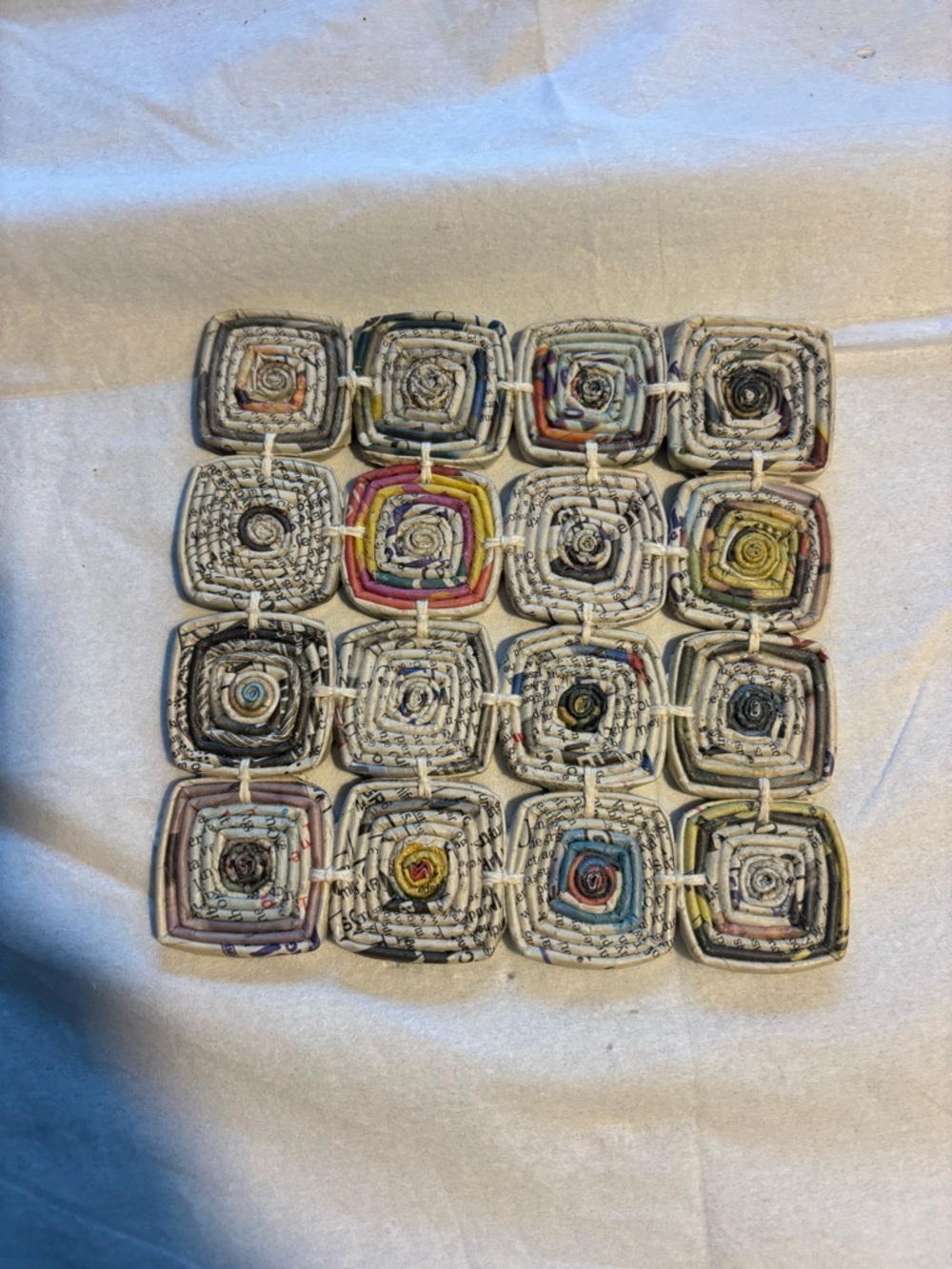 Recycled Newspaper Trivet Tray 6.5x6.5 Bohemian Kitch